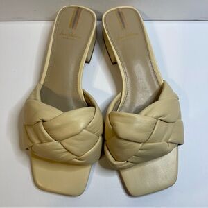 Sam Edelman Adaley Woven Slide Sandals Cream Beige Leather Braided size 6 1/2
